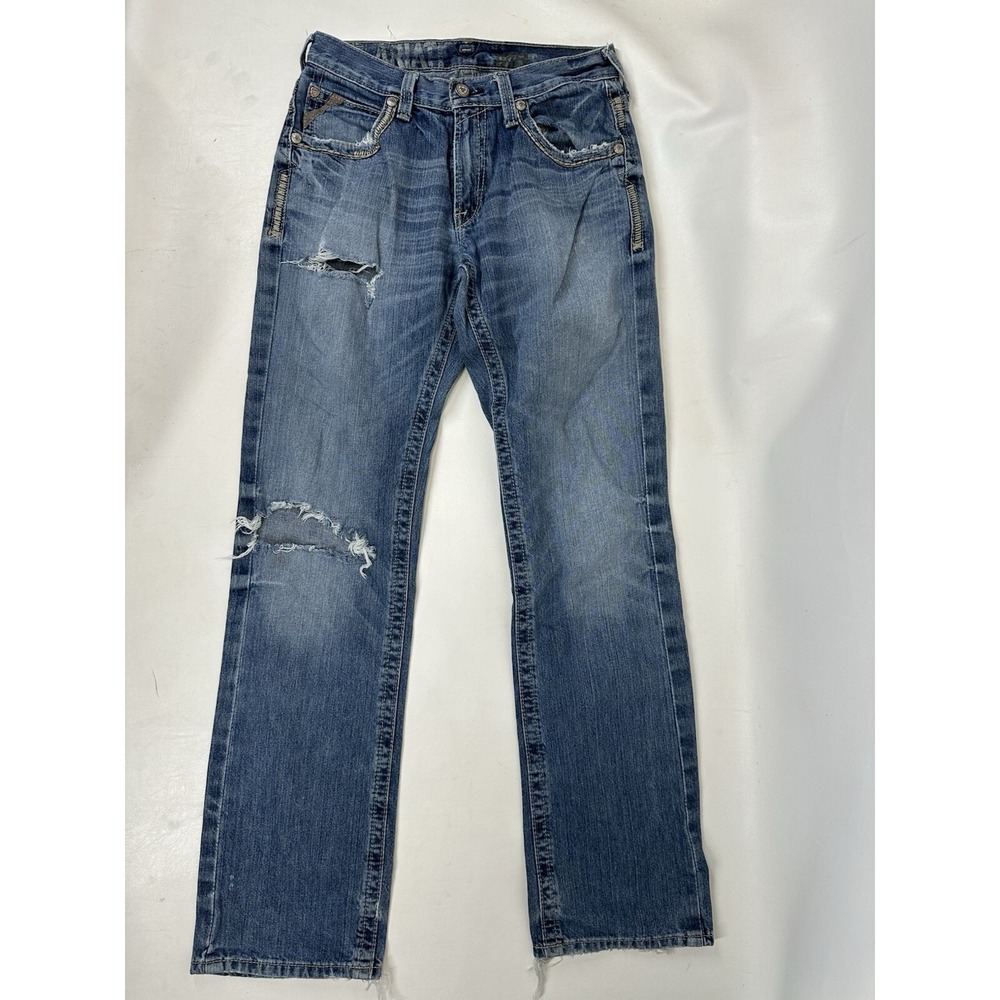 Ariat Jeans Mens 30x36 M5 Straight Fit Ripped Distressed Denim